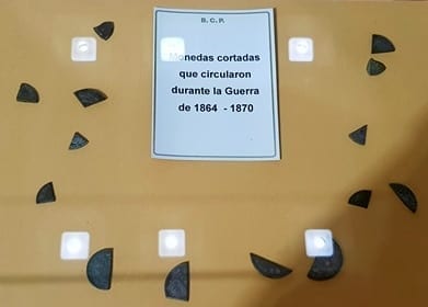 zentralbank_PY_Geld3 Geschnitte Münzen aus dem 3 Länder Krieg (Paraguay, Brasilien, Uruguay, Argentinien 1864-1870